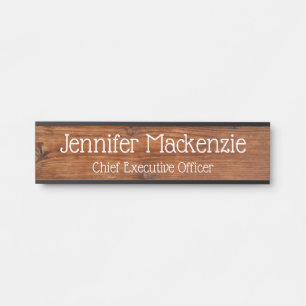 Elegante naamplaat houtnerf rustieke deur bord