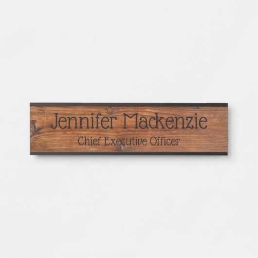 Elegante naamplaat houtnerf rustieke deur bord (Voorkant)