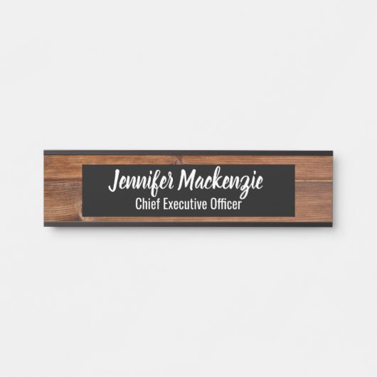 Elegante naamplaat houtnerf rustieke deur bord (Voorkant)