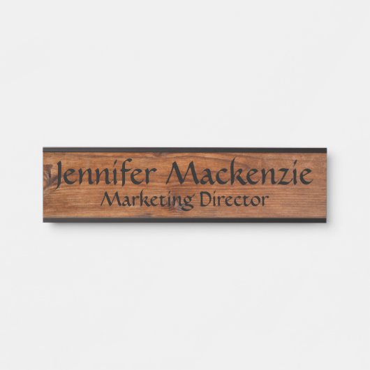 Elegante naamplaat houtnerf rustieke deur bord (Voorkant)