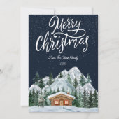 Elegante Nacht en Sneeuw Kerst Flat Feestdagenkaart (Voorkant)