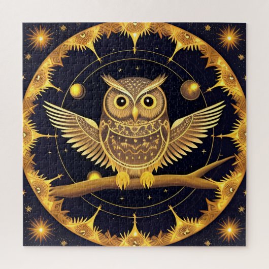 Elegante Nacht Uil Illustratie Legpuzzel (Verticaal)