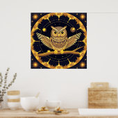 Elegante Nacht Uil Illustratie Poster (Keuken)