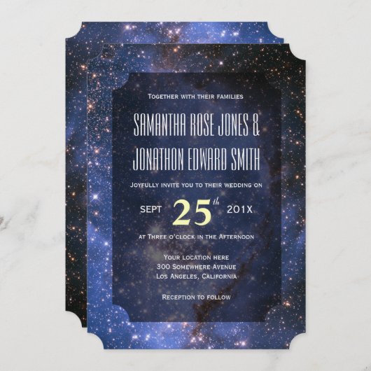 Elegante nachtelijke hemel / ruimte thema bruiloft kaart (Voorkant / Achterkant)