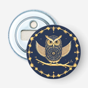 Elegante Nachtuil Illustratie Button Flesopener
