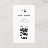 Elegante nagelkunstenaar foto monogram QR-code Visitekaartje (Achterkant)