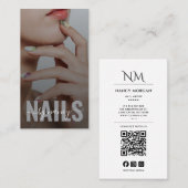 Elegante nagelkunstenaar foto monogram QR-code Visitekaartje (Voorkant / Achterkant)
