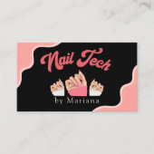 Elegante nagels Artiest Tech Zwart Roze Stijlvol Visitekaartje (Voorkant)