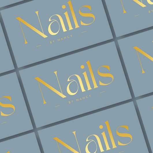 Elegante nagelsalon Dusty Blue Visitekaartje