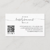 Elegante Nagelsalon Script Monogram Foto QR Code Visitekaartje (Achterkant)