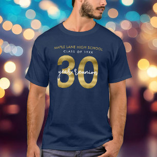 Elegante Nagemaakte Gouden 30 Jaar Reünie Klassika T-shirt