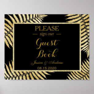 Elegante Nagemaakte Gouden Blad Varens Bruiloft Poster