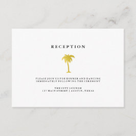Elegante Nagemaakte Gouden Palmboom Trouwreceptie Informatiekaartje