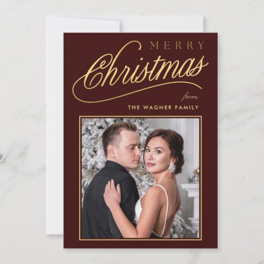 Elegante Nagemaakte Gouden Script Prettig Kerstmis Feestdagenkaart (Voorkant)