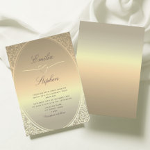 Elegante Nagemaakte Gouden Trouwuitnodiging