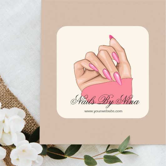Elegante Nail Artist Manicurist Schoonheidssalon P Vierkante Sticker