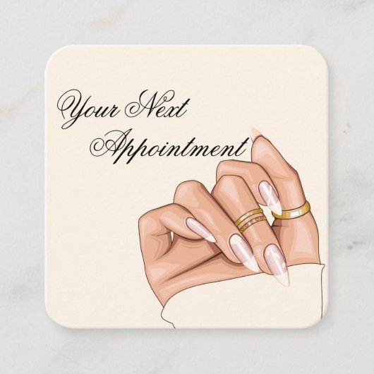 Elegante Nail Salon Manicurist Afspraakkaart Vierkante Visitekaartje (Voorkant)