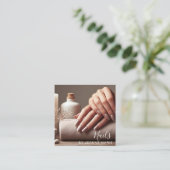 Elegante Nail Technician Salon Modern Vierkante Visitekaartje (Staand voorkant)