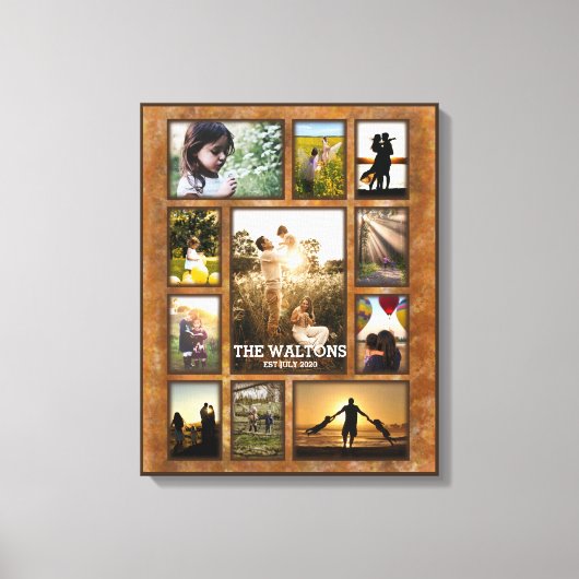 Elegante namaak bronzen lijst familie foto collage canvas afdruk (Voorkant)