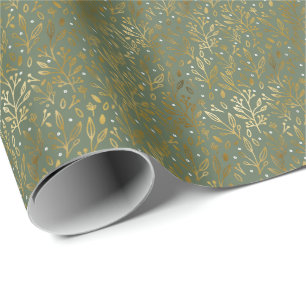 Elegante namaak folie botanicals Kerstvakantie Cadeaupapier