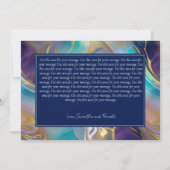 Elegante namaak goud en blauwe opaal stenen gedraa bedankkaart (Achterkant)