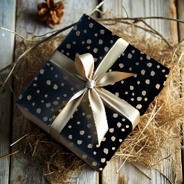 Elegante namaak goud & zwart stippenpatroon inpakpapier vel