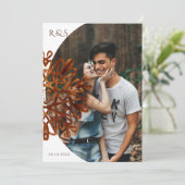 Elegante namaak gouden sierlijke foto bruiloft kaart (Staand voorkant)