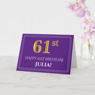 Elegante namaak gouden uitstraling 61e verjaardag, kaart