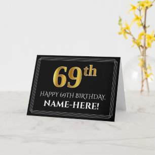 Elegante namaak gouden uitstraling "69ste" verjaar kaart