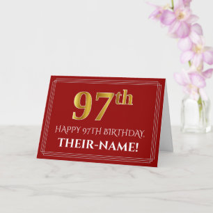 Elegante namaak gouden uitstraling "97ste" verjaar kaart
