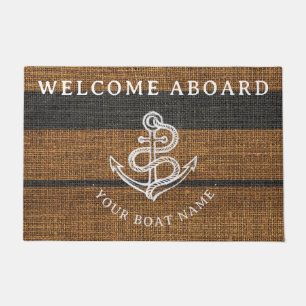 Elegante namaak jute anker zeevaart boot welkom deurmat