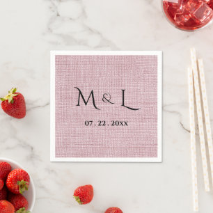 Elegante namaak linnen roze monogram servet