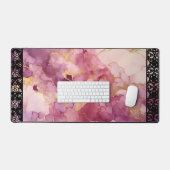Elegante namaak marmer zwarte sierrand bureaumat (Keyboard & Muis)