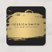 Elegante namaak metalen goud en zwart vierkante visitekaartje (Voorkant)