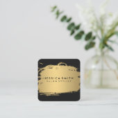 Elegante namaak metalen goud en zwart vierkante visitekaartje (Staand voorkant)