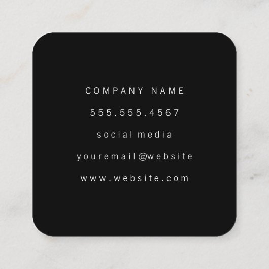 Elegante namaak metalen goud en zwart vierkante visitekaartje (Achterkant)