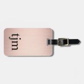 Elegante namaak roos gouden vet monogram  bagagelabel (Voorkant horizontaal)