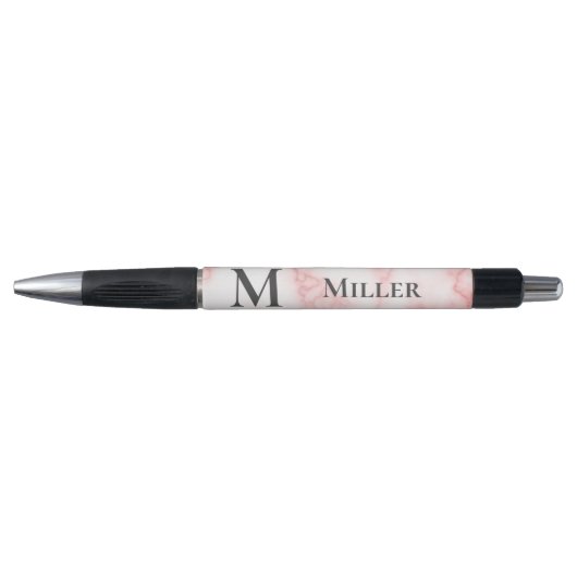 Elegante namaak roze marmeren initiaal monogram na pen (Voorkant)