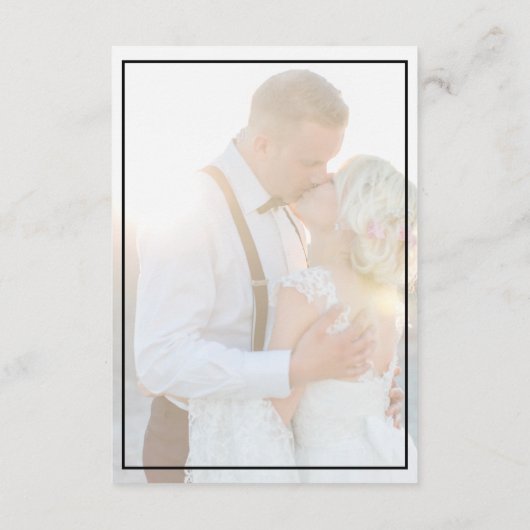 Elegante namaak Vellum Overlay Foto-accommodaties Informatiekaartje (Achterkant)