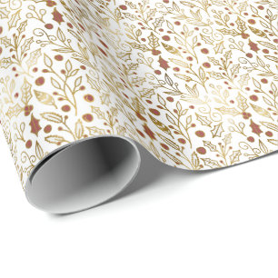 Elegante namaakfolie Kerst botanicals Cadeaupapier