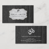 Elegante Namaste Yoga Donker Hout Achtergrond Visitekaartje (Voorkant / Achterkant)
