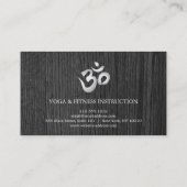 Elegante Namaste Yoga Donker Hout Achtergrond Visitekaartje (Achterkant)