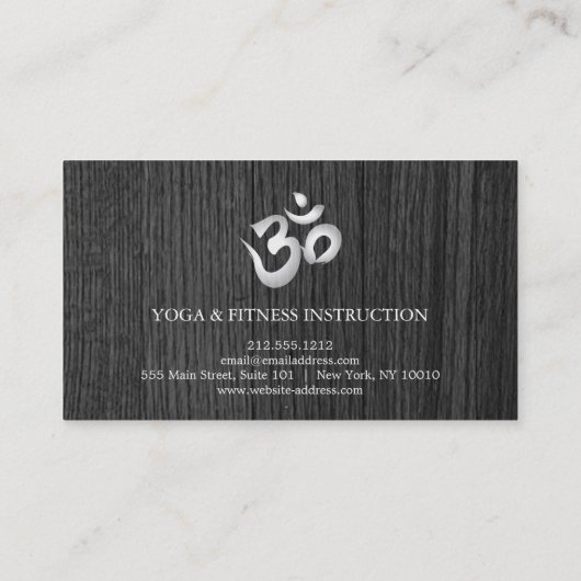 Elegante Namaste Yoga Donker Hout Achtergrond Visitekaartje (Achterkant)
