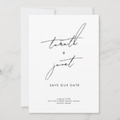 ELEGANTE NAMEN | 2 Foto QR-code Save OUR Date Kaart (Voorkant)