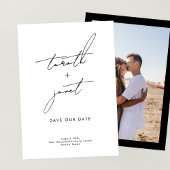 ELEGANTE NAMEN | 2 Foto QR-code Save OUR Date Kaart