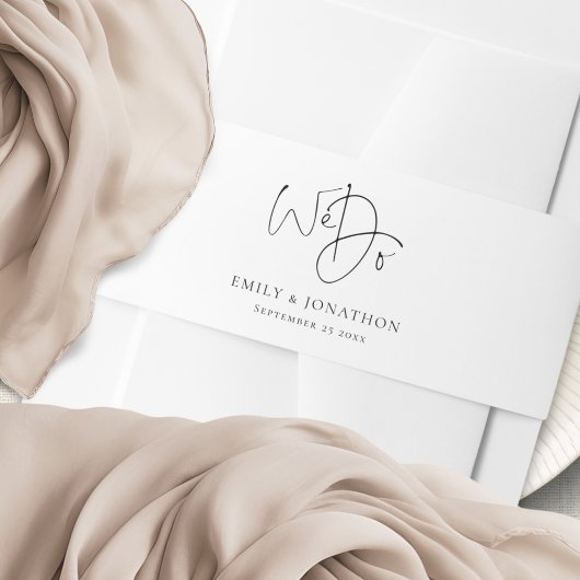 Elegante namen Datumscript We Do Wedding Uitnodigingen Wikkel
