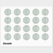 Elegante namen groene trouw retouradres ronde sticker (Vel)