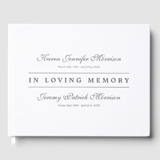 Elegante namen in Script Joint in Loving Memory Gastenboek (Voorkant)