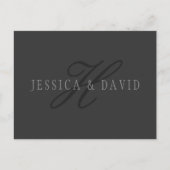 Elegante namen & Monogram | Donker & Lichtgrijs Briefkaart (Voorkant)