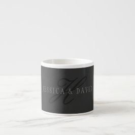 Elegante namen & Monogram | Donker & Lichtgrijs Espresso Kop